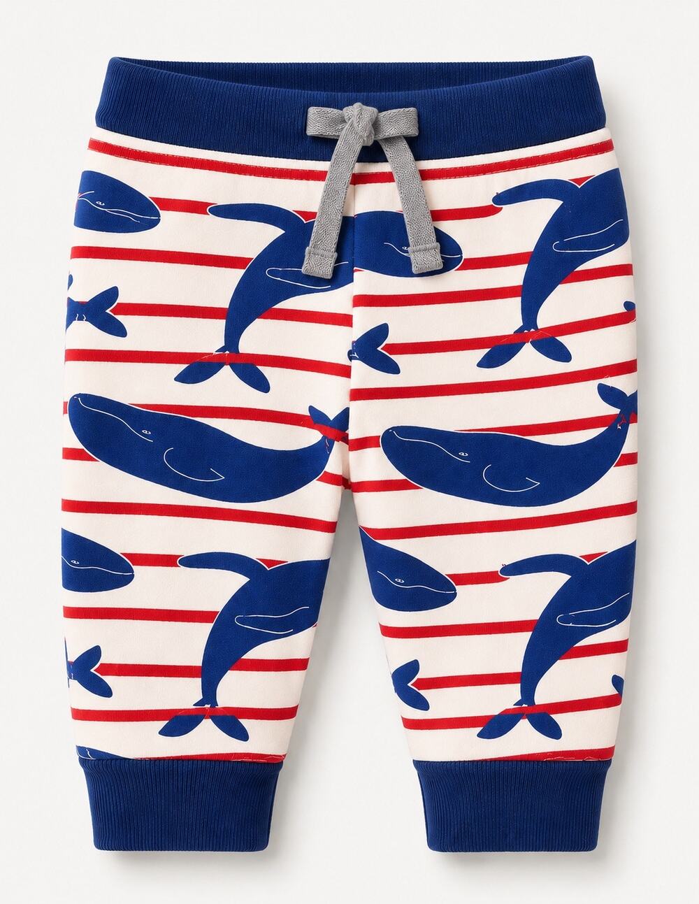 Baby Boden Whale Print & Stripe Jogger Pants 3-6M